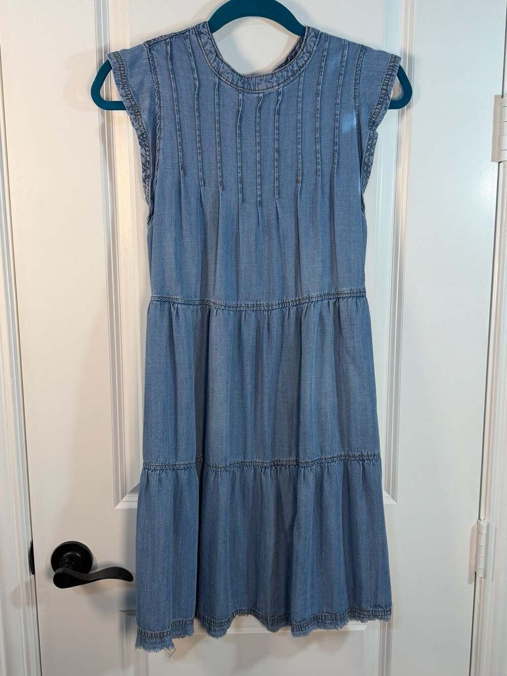 Velvet Heart tiered denim midi dress with